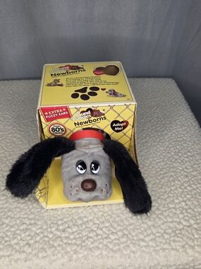 POUND PUPPIES Newborns Plush Dog Toy - Gray with Black Ears NWOT